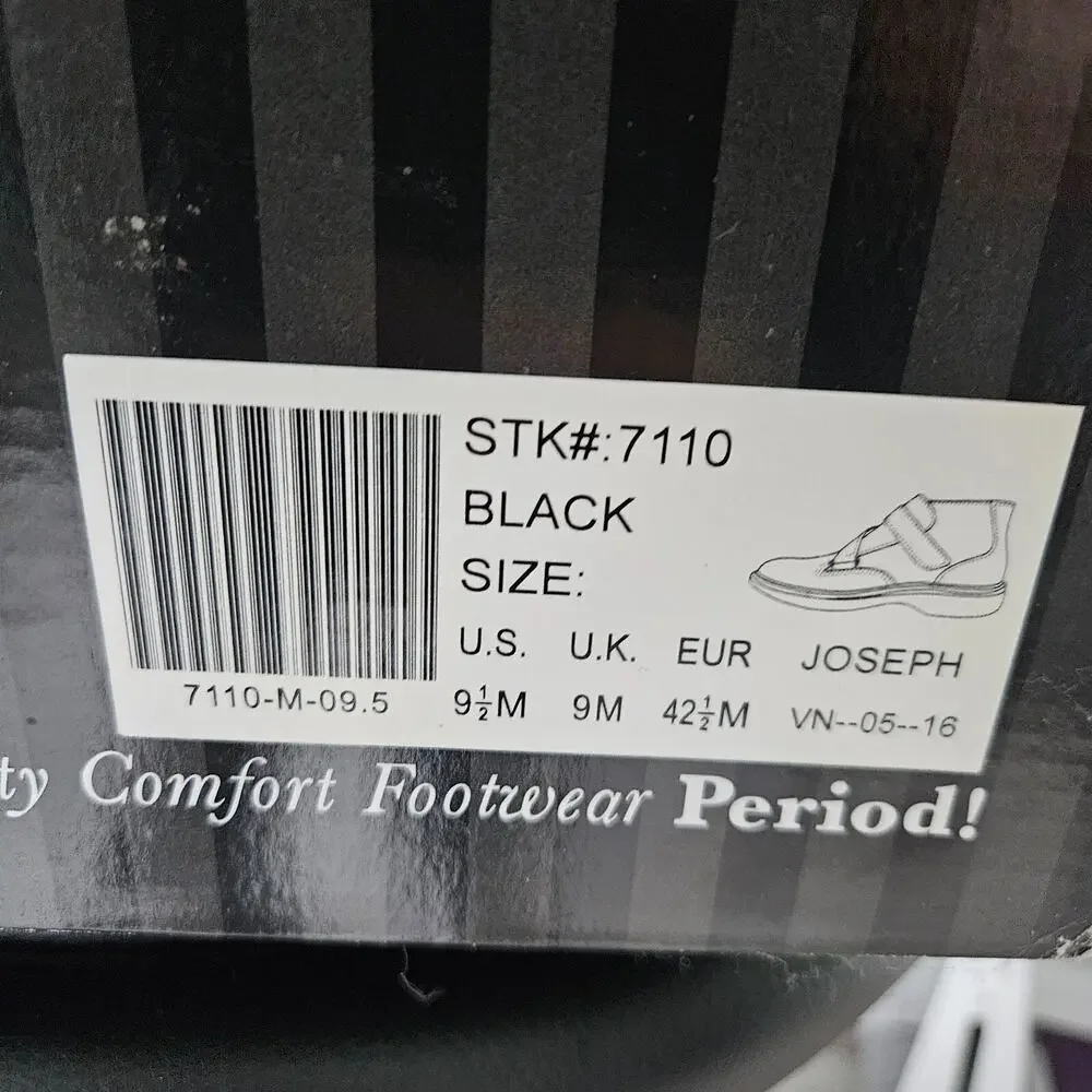 Dr Comfort Joseph Black Leather High Top Hook Loop Dress Boot Shoe Mens Size 9.5